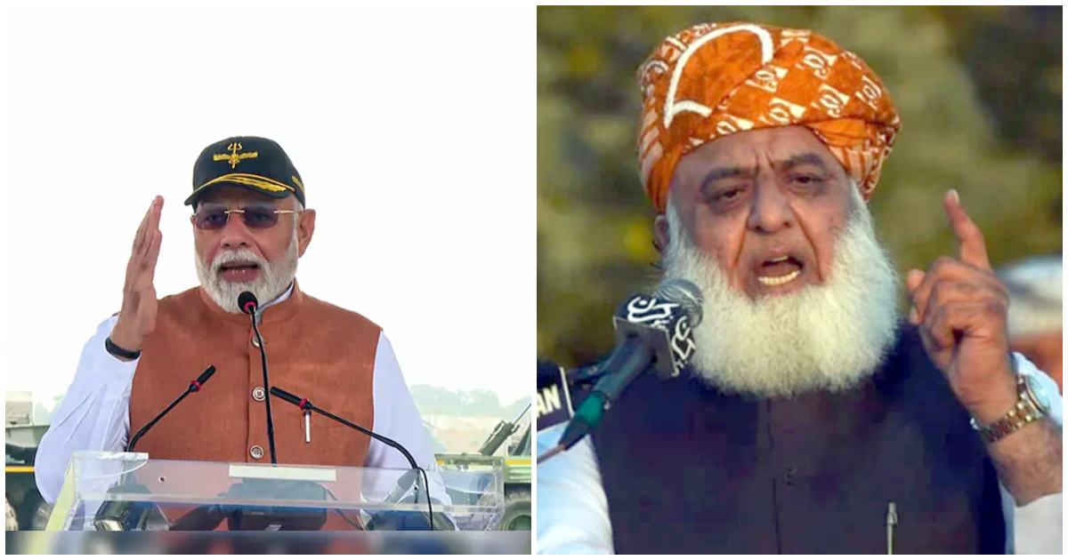 ভারতের প্রধানমন্ত্রী নরেন্দ্র মোদি ও জেইউআই-এফ প্রধান ফজলুর রহমান। ছবি: এনডিটিভি ও ডেইলি কুদরত